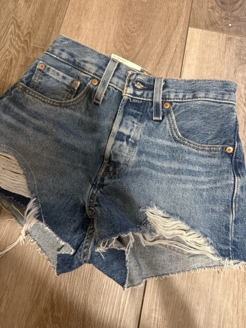 Levi's Distressed Blue Denim Cutoff Shorts